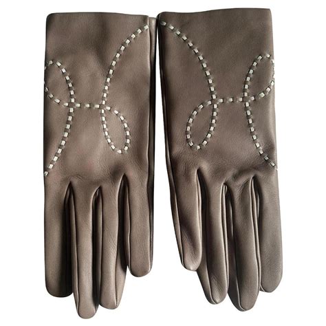 hermes taupe leather gloves